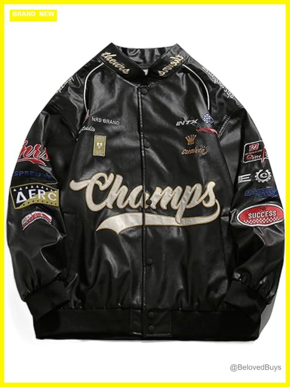 Oversized Faux Leather Racing Motorcycle Jacket Streetwear